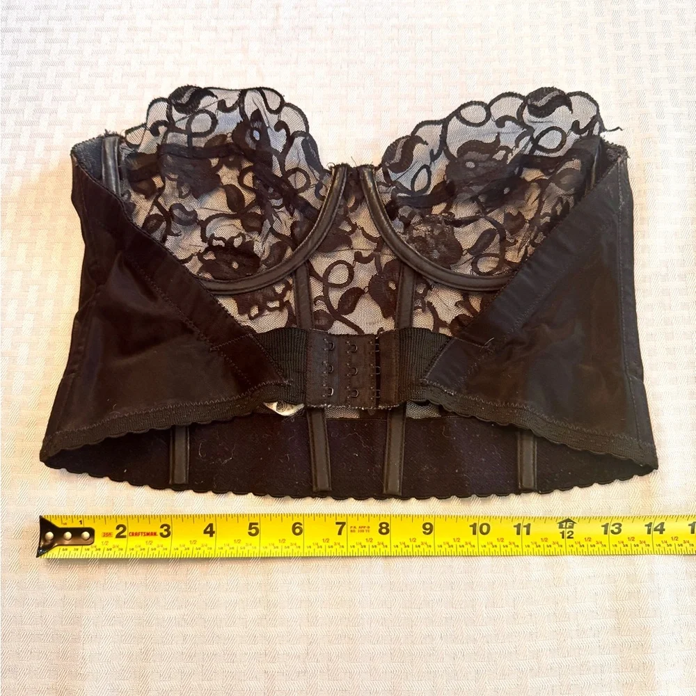 Vintage Valmont Black Lace Bustier Corset‎ ILGWU Union Made USA 38C